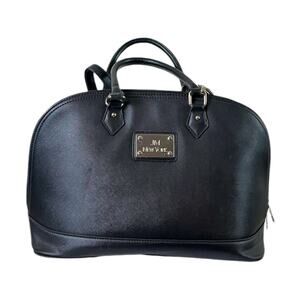 Joy Mangano New York Bag Satchel Crossbody Strap Black Handbag Saffiano Leather